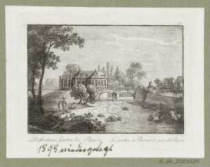 Ansicht vom Reisewitzsche Garten in Plauen bei Dresden, Radierung, 1840 : Reisewitzens Garten bei Dresden, Le jardin de Reisewitz pres de Plauen. - 1 Kunstblatt : Radierung ; 10,3 x 7,2 cm