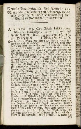 Neueste Verlagsartikel der Bauer- und Mannischen Buchhandlung[...]