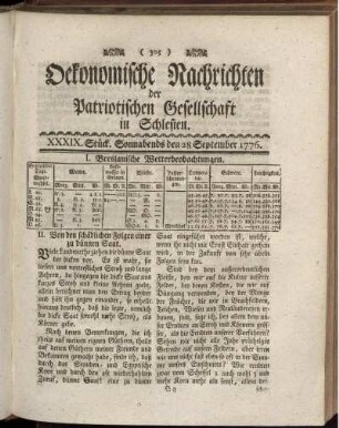 XXXIX. Stück. Sonnabends den 28 September. 1776.