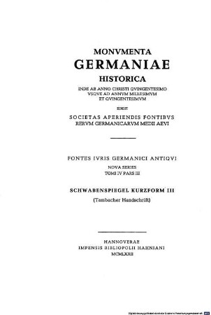 Schwabenspiegel. 3, Tambacher Handschrift