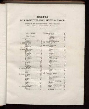 Indice De' Lepidotteri del Regno di Napoli