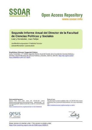 Segundo Informe Anual del Director de la Facultad de Ciencias Políticas y Sociales