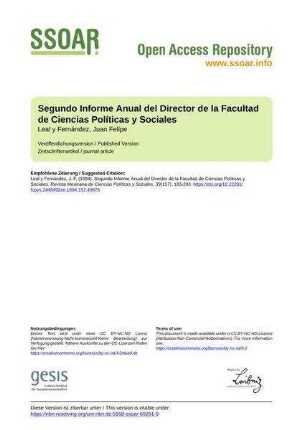 Segundo Informe Anual del Director de la Facultad de Ciencias Políticas y Sociales