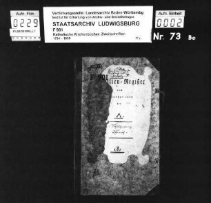 Familienregister von 1808 bis 1834 enthaltend: Schultheisserei Pfärrich