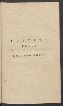 Lettere Prese Da Gasparo Gozzi