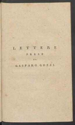 Lettere Prese Da Gasparo Gozzi
