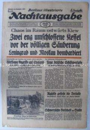 Umschlagblatt der Abendzeitung "Berliner illustrierte Nachtausgabe" überwiegend über den Krieg in der Sowjetunion