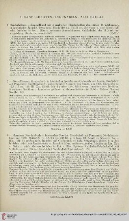 Handschriften, Inukunabeln, Alte Drucke (Nr.1-61)
