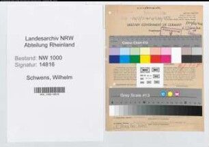 Entnazifizierung Wilhelm Schwens, geb. 02.04.1892 (Polizist)