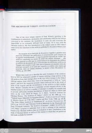 The Archives Of Turkey: An Evaluation