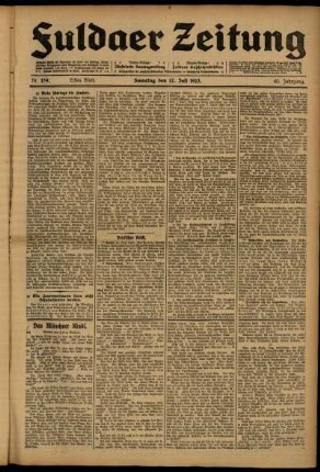 Erste Ausgabe vom Samstag, den 12. Juli 1913.