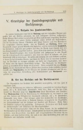 V. Grundzüge der Handelsgeographie und Verkehrswege