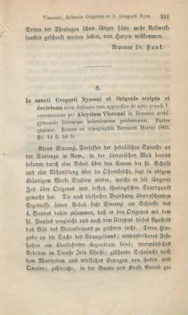 331-352 [Rezension] Vincenzi, Luigi, Vigilii pontificis Romani Origenis Adamantii Justiniani imperatoris triumphus in synodo oecumenica quinta