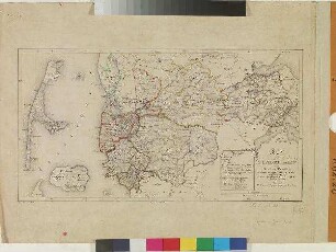 Karte von dem Amt Tondern, Dänemark (1828)