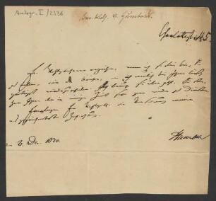 Brief an Carl Ritter [mutmaßlich]