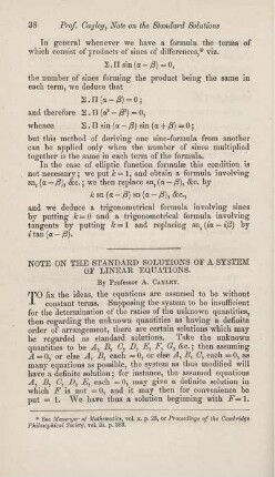 Note on the standard solutions of a system of linear equations.