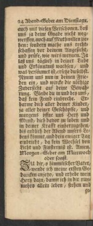 Morgen-Gebet am Mittwoch oder sonst.