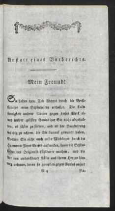 Anstatt eines Vorberichts