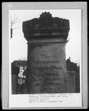Grabstein von Franziska Maas, geborene Honig (gestorben 1890.08.06)