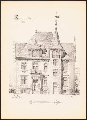 Villa: Ansicht (aus: Drucke von Seminararbeiten der Königlich Technischen Hochschule Berlin, Bd. II)