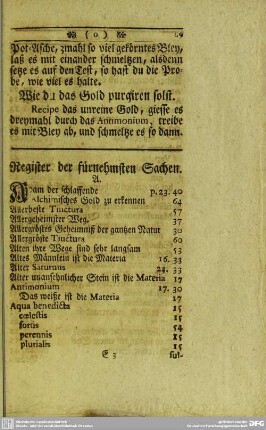 Register der fürnehmsten Sachen