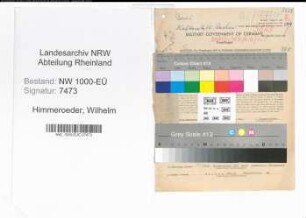 Entnazifizierung Wilhelm Himmeroeder, geb. 30.11.1903 (Wachtmeister)