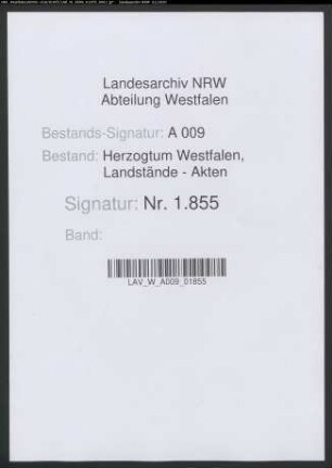 Kautionsleistung des Landpfennigmeisters Carl Harbert; Zurückzahlung