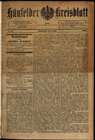 Ausgabe vom Samstag, den 04. Juli 1896.