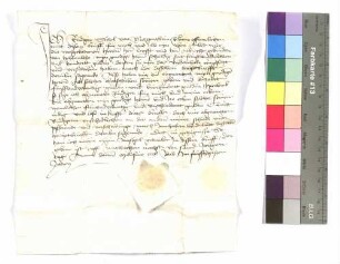 Rüdiger Sützel von Mergentheim: Verpfändung von Niedernhall; Siegel: Rüdiger Sützel.