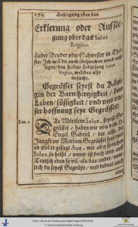 Erklerung oder Auszlegung uber das Salve Regina