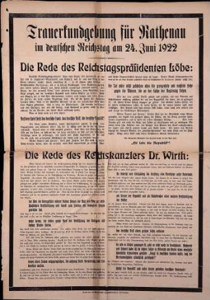 Trauerkundgebung für Rathenau (Reichsregierung)