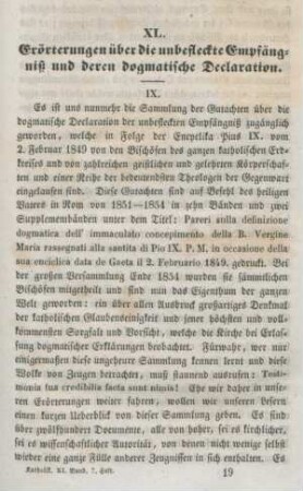 289-297 Erörterungen über die unbefleckte Empfängnis und deren dogmatische Declaration : Fortsetzung