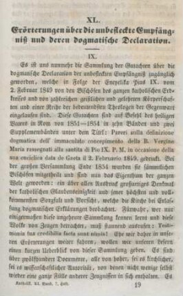 289-297 Erörterungen über die unbefleckte Empfängnis und deren dogmatische Declaration : Fortsetzung