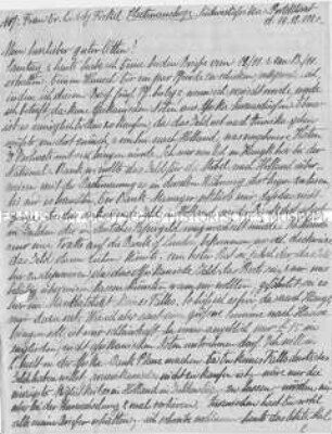 Handschriftlicher Brief einer deutschen Kolonistin an den in Deutschland weilenden Ehemann - Familienkonvolut