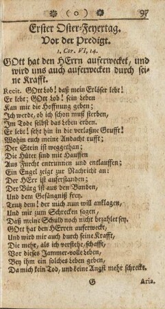 Erster Oster-Feyertag.