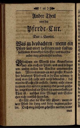 Ander Theil von der Pferde- Cur.