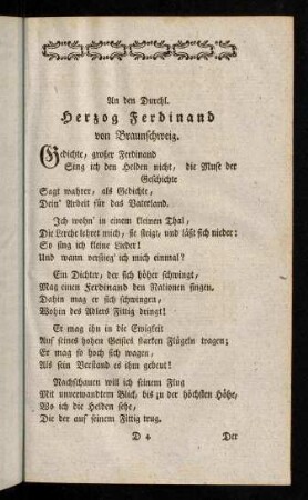 55-75, An den Durchl. Herzog Ferdinand. - Ein Harpax am Parnaß.
