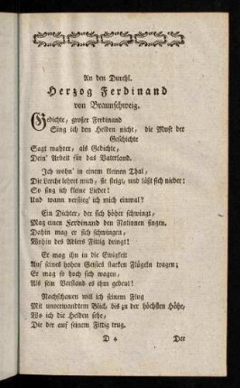 55-75, An den Durchl. Herzog Ferdinand. - Ein Harpax am Parnaß.