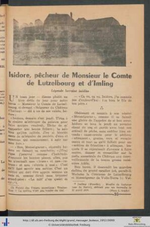 Isidore, pêcheur de Monsieur le Comte de Lutzelbourg et d'Imling.