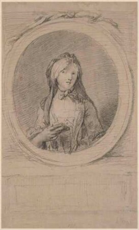 Bildnis einer Dame in Halbfigur in ovaler Steinumrahmung