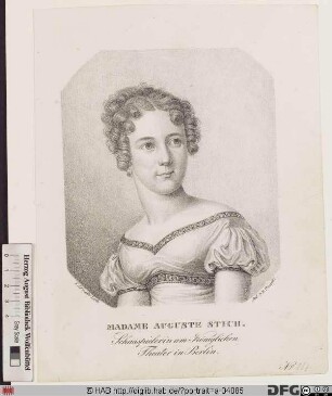 Bildnis (Sophie) Auguste (Friederike) Crelinger verw. Stich, geb. Düring