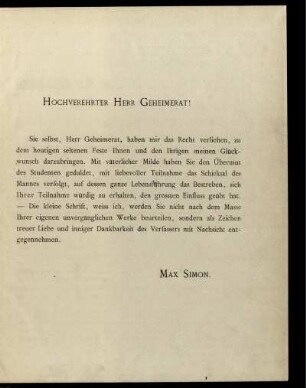 Hochverehrter Herr Geheimrat!