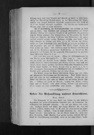 Ueber die Behandlung unserer Hausthiere.