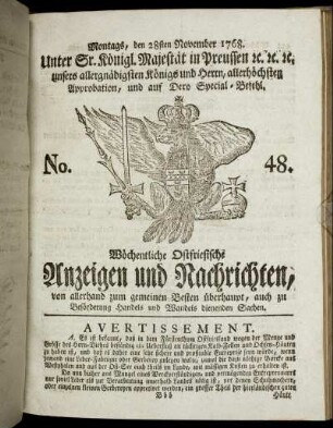 No. 48. Montags, den 28ten November 1768.