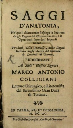 Saggi d'anatomia