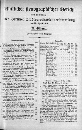 Sitzung 20, 25. April 1929