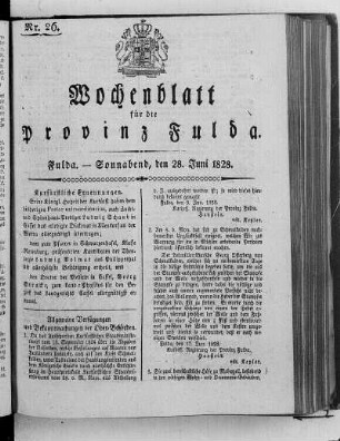 Nr. 26, Ausgabe vom 28. Juni 1828