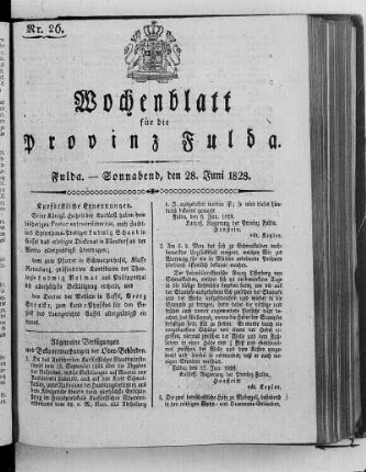 Nr. 26, Ausgabe vom 28. Juni 1828