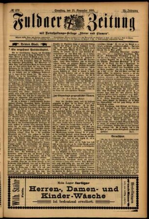 Dritte Ausgabe vom Samstag, den 23. November 1895.