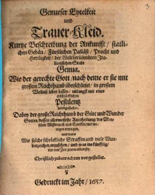 Genueser Eytelkeit und Trauer-Kleid